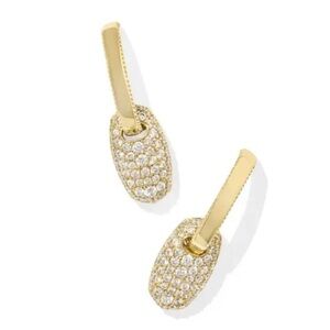 Kendra Scott Bailey Gold White CZ Pave Earrings.